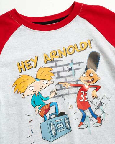 تي شيرت للأولاد الصغار من Nickelodeon - قطعتان من تي شيرت Paw Patrol، Spongebob، Rugrats، Hey Arnold (طفل صغير/صبي)، مقاس 4، Arnold Blue Rad/Red in Saudi Arabia