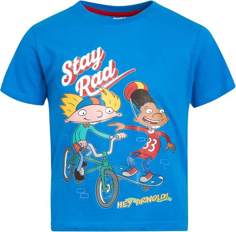 تي شيرت للأولاد الصغار من Nickelodeon - قطعتان من تي شيرت Paw Patrol، Spongebob، Rugrats، Hey Arnold (طفل صغير/صبي)، مقاس 4، Arnold Blue Rad/Red in Saudi Arabia