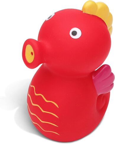 DolliBu Seahorse Bath Buddy Squirter - لعبة حمام مطاطية عائمة على شكل فرس البحر الأحمر، لعبة ممتعة لرش الماء في وقت الاستحمام للأطفال الصغار، لعبة حيوانات لطيفة للحياة البحرية لحوض الاستحمام والشاطئ وحمام السباحة للفتيات والفتيان in Saudi Arabia