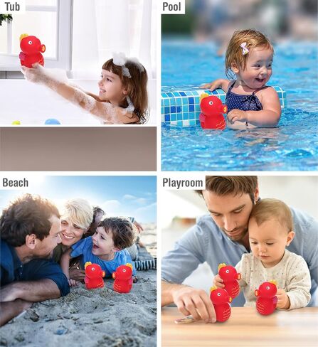 DolliBu Seahorse Bath Buddy Squirter - لعبة حمام مطاطية عائمة على شكل فرس البحر الأحمر، لعبة ممتعة لرش الماء في وقت الاستحمام للأطفال الصغار، لعبة حيوانات لطيفة للحياة البحرية لحوض الاستحمام والشاطئ وحمام السباحة للفتيات والفتيان in Saudi Arabia