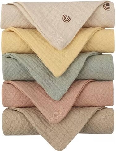 Baby Organic Muslin 100% Cotton Washcloths - 4 Layer Hypoallergenic Saliva Soothe Body Face Towel- aprox 9x9 inch -Newborn Essentials - Boys and Girls (6Pack Random Colors) in Kuwait