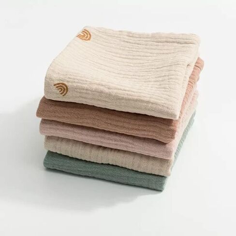 Baby Organic Muslin 100% Cotton Washcloths - 4 Layer Hypoallergenic Saliva Soothe Body Face Towel- aprox 9x9 inch -Newborn Essentials - Boys and Girls (6Pack Random Colors) in Kuwait