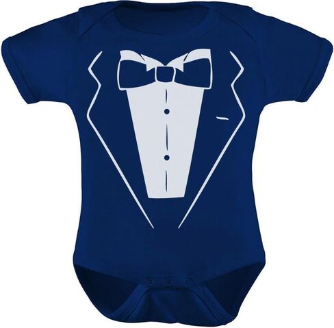 Tstars Baby Boy Tuxedo Bodysuit Bow Tie Infant Wedding Baptism Outfit | Tuxedo look for weddings, baptisms & first birthdays. Soft breathable cotton, snap closure, sizes NB-24M. Baby gift. in Saudi Arabia