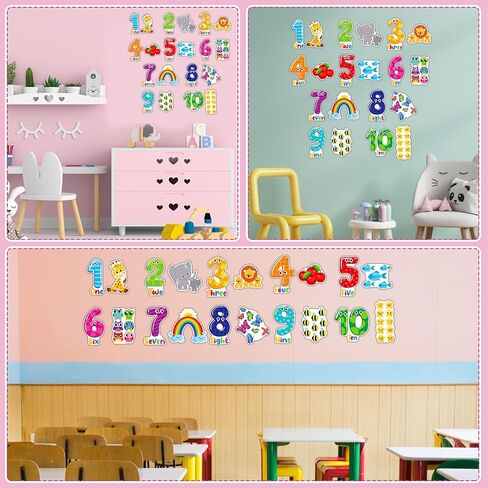 FLYAB Numbers Wall Stickers 5 Sheets Learning Educational Number Wall Decals Peel and Stick Animal Wall Decals Stickers for Kids Toddlers Classroom Playroom Daycare Nursery Bedroom Decorations in Saudi Arabia