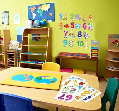 FLYAB Numbers Wall Stickers 5 Sheets Learning Educational Number Wall Decals Peel and Stick Animal Wall Decals Stickers for Kids Toddlers Classroom Playroom Daycare Nursery Bedroom Decorations in Saudi Arabia