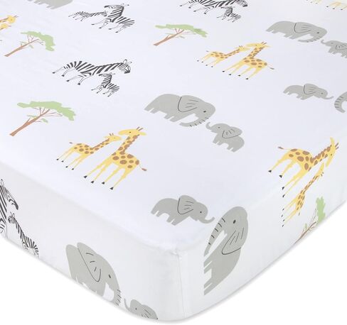 Standard Microfiber Fitted Crib Sheets for Baby Girl, Boy & Neutral, 2 Pack - 28x52 (Jungle & Chevron) in Saudi Arabia