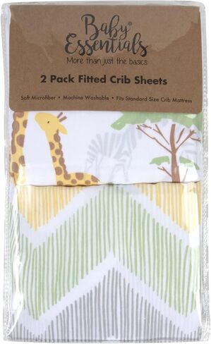 Standard Microfiber Fitted Crib Sheets for Baby Girl, Boy & Neutral, 2 Pack - 28x52 (Jungle & Chevron) in Saudi Arabia