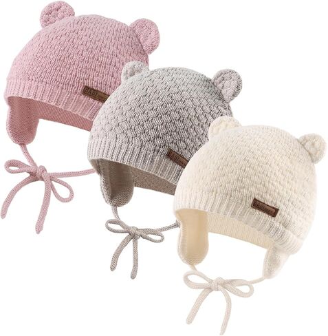 JANGANNSA Cute Knitted Boys Girls Christmas Beanie Warm Earflap Winter Hat Infant Toddler Baby Beanie 0-2Y in Saudi Arabia