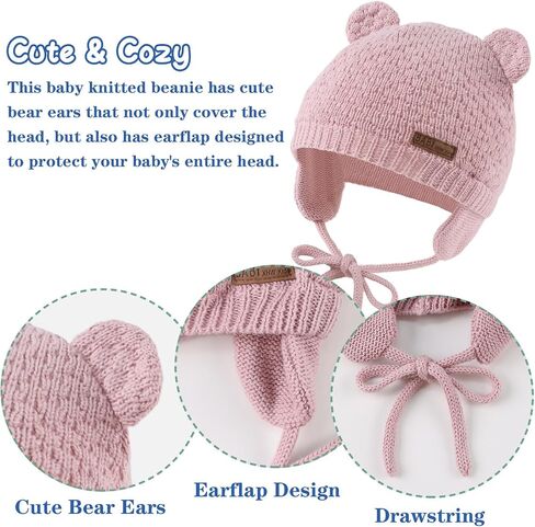 JANGANNSA Cute Knitted Boys Girls Christmas Beanie Warm Earflap Winter Hat Infant Toddler Baby Beanie 0-2Y in Saudi Arabia