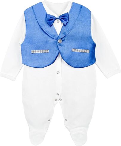 مجموعة هدايا من 5 قطع من Lilax Baby Boy Jewels Crown Tuxedo Outfit Layette لعمر 0-3 أشهر in Kuwait
