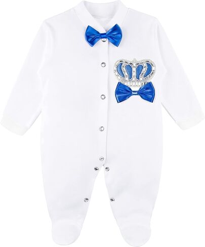 مجموعة هدايا من 5 قطع من Lilax Baby Boy Jewels Crown Tuxedo Outfit Layette لعمر 0-3 أشهر in Kuwait