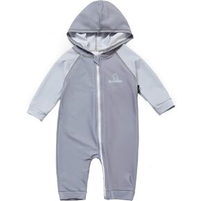 Baby Boy One-Piece Hooded Swimsuit Long Sleeve UPF 50+ Sun Protection Sunsuit