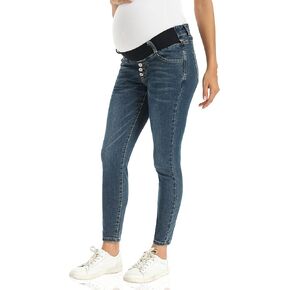 Foucome Women's Maternity Jeans Under The Belly Skinny Jeggings Cute Distressed Jeans Comfy Stretch Pants