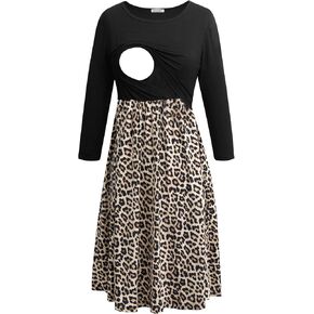 Smallshow Women's 3/4 Sleeve Maternity Nursing Dress for Breastfeeding | Double Layers,Easy Breastfeeding in Saudi Arabia