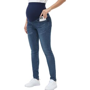 POSHGLAM Women's Maternity Jeans Over Belly Comfy Stretch Skinny Denim Jeggings Pregnancy Pants