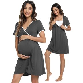 WiWi Soft Viscose from Bamboo 3 in 1 Maternity/Delivery/Nursing Labor Nightgowns Breastfeeding Sleep Shirt Gowns S-XXL in Saudi Arabia