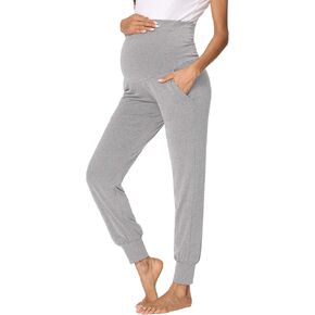 fitglam Women's Maternity Pants Over Belly Lounge Pajamas Clothes Pregnancy Must Haves Joggers with Pockets in Saudi Arabia