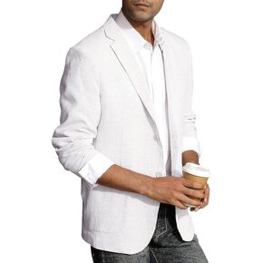 PJ Paul Jones Men's Slim Fit Lightweight Linen Jacket Tailored Blazer Sport Coat