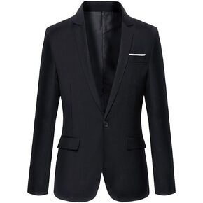 Mens Slim Fit Casual One Button Blazer Jacket