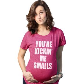 Maternity Kicking Me Smalls Funny T Shirt Pregnancy Announcement Novelty Tee