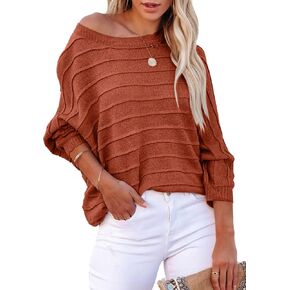 Dokotoo Womens Oversized One Shoulder Dolman Sleeve Ribbed Knit Pullover Tunic Sweaters Tops Fashion Trendy 2023