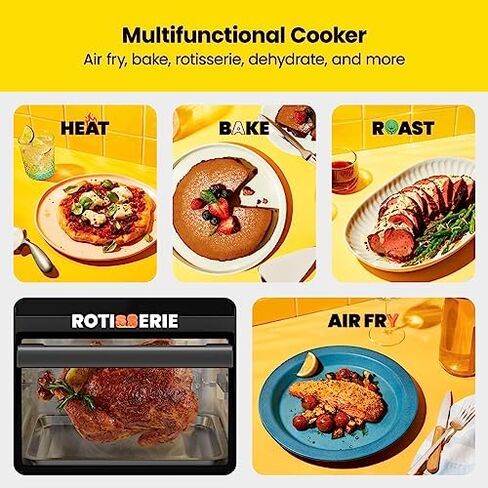 CHEFMAN Multifunctional Digital Air Fryer+ Rotisserie, Dehydrator, Convection Oven, 17 Touch Screen Presets Fry, Roast, Dehydrate, Bake, XL 10L Family Size, Auto Shutoff, Large Easy-View Window, Black in Saudi Arabia
