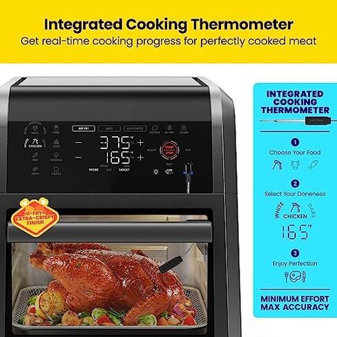 CHEFMAN Multifunctional Digital Air Fryer+ Rotisserie, Dehydrator, Convection Oven, 17 Touch Screen Presets Fry, Roast, Dehydrate, Bake, XL 10L Family Size, Auto Shutoff, Large Easy-View Window, Black in Saudi Arabia