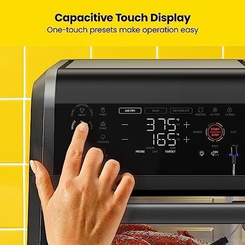 CHEFMAN Multifunctional Digital Air Fryer+ Rotisserie, Dehydrator, Convection Oven, 17 Touch Screen Presets Fry, Roast, Dehydrate, Bake, XL 10L Family Size, Auto Shutoff, Large Easy-View Window, Black in Saudi Arabia