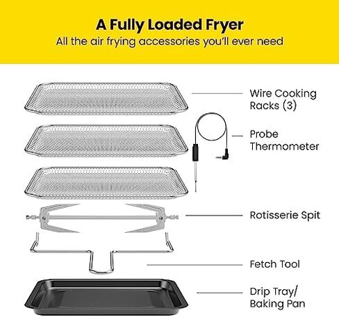 CHEFMAN Multifunctional Digital Air Fryer+ Rotisserie, Dehydrator, Convection Oven, 17 Touch Screen Presets Fry, Roast, Dehydrate, Bake, XL 10L Family Size, Auto Shutoff, Large Easy-View Window, Black in Saudi Arabia