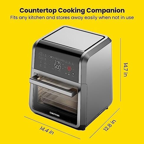 CHEFMAN Multifunctional Digital Air Fryer+ Rotisserie, Dehydrator, Convection Oven, 17 Touch Screen Presets Fry, Roast, Dehydrate, Bake, XL 10L Family Size, Auto Shutoff, Large Easy-View Window, Black in Saudi Arabia