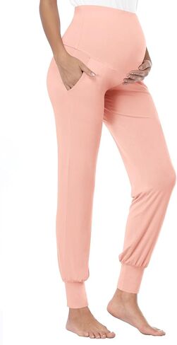 PACBREEZE Women's Maternity Pants Lounge Workout Joggers Over The Belly Pajama Sweatpants Stretchy Pregnancy Pants in Kuwait