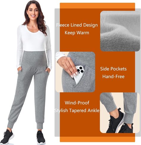 PACBREEZE Women's Maternity Pants Lounge Workout Joggers Over The Belly Pajama Sweatpants Stretchy Pregnancy Pants in Kuwait
