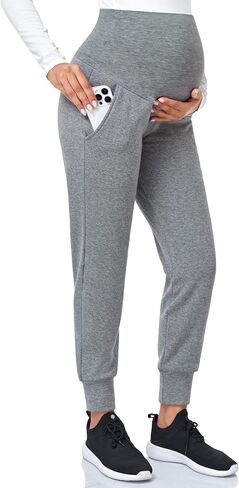 PACBREEZE Women's Maternity Pants Lounge Workout Joggers Over The Belly Pajama Sweatpants Stretchy Pregnancy Pants in Kuwait