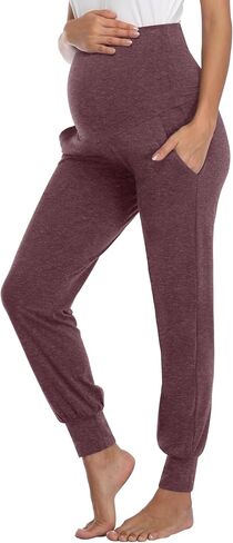 AMPOSH Women's Maternity Pants Stretchy Lounge Workout Sweatpants Casual Loose Comfy Pregnancy Joggers with Pockets in Saudi Arabia