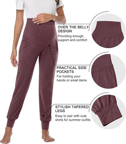 AMPOSH Women's Maternity Pants Stretchy Lounge Workout Sweatpants Casual Loose Comfy Pregnancy Joggers with Pockets in Saudi Arabia