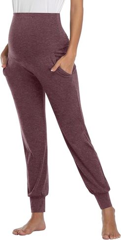 AMPOSH Women's Maternity Pants Stretchy Lounge Workout Sweatpants Casual Loose Comfy Pregnancy Joggers with Pockets in Saudi Arabia
