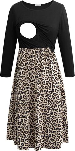 Smallshow Women's 3/4 Sleeve Maternity Nursing Dress for Breastfeeding | Double Layers,Easy Breastfeeding in Saudi Arabia