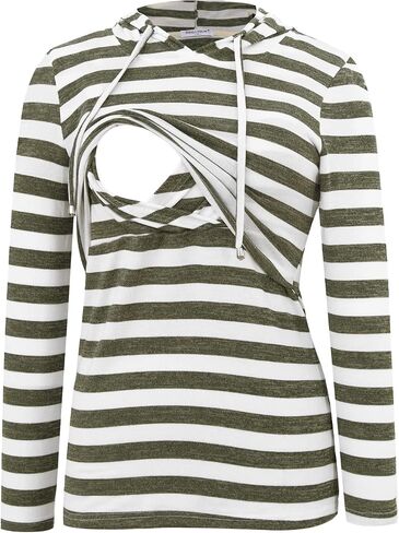 Smallshow Women's Nursing Tops Long Sleeve Breastfeeding Shirt Hoodie in Kuwait