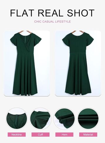 Dokotoo Women's V Neck Elegant Party Dress Short Sleeve Skater Dress Wedding Guest Dresses in Saudi Arabia