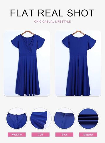 Dokotoo Women's V Neck Elegant Party Dress Short Sleeve Skater Dress Wedding Guest Dresses in Saudi Arabia