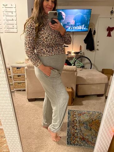 fitglam Women's Maternity Pants Over Belly Lounge Pajamas Clothes Pregnancy Must Haves Joggers with Pockets in Saudi Arabia