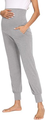 fitglam Women's Maternity Pants Over Belly Lounge Pajamas Clothes Pregnancy Must Haves Joggers with Pockets in Saudi Arabia