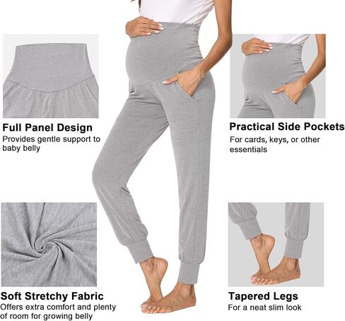 fitglam Women's Maternity Pants Over Belly Lounge Pajamas Clothes Pregnancy Must Haves Joggers with Pockets in Saudi Arabia