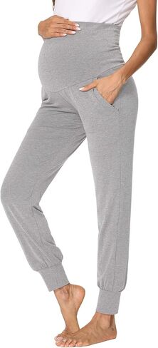 fitglam Women's Maternity Pants Over Belly Lounge Pajamas Clothes Pregnancy Must Haves Joggers with Pockets in Saudi Arabia