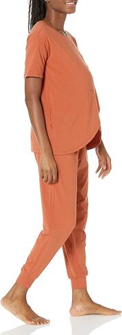 Amazon Essentials Women's Soft Cotton Modal Maternity and Nursing Pajamas, Short Sleeve Loungewear Sleepwear Set with Pants in Saudi Arabia