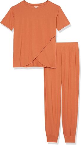 Amazon Essentials Women's Soft Cotton Modal Maternity and Nursing Pajamas, Short Sleeve Loungewear Sleepwear Set with Pants in Saudi Arabia