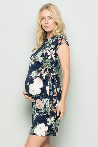 فستان الحمل بأكمام قصيرة وربطة عنق جانبية للنساء من My Bump (صنع في الولايات المتحدة الأمريكية) in Saudi Arabia