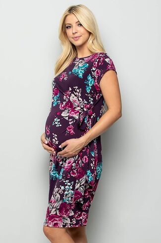 فستان الحمل بأكمام قصيرة وربطة عنق جانبية للنساء من My Bump (صنع في الولايات المتحدة الأمريكية) in Kuwait
