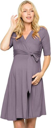 My Bump Women's Overlay Printed Baby Shower Nursing Maternity Wrap Dress in Kuwait