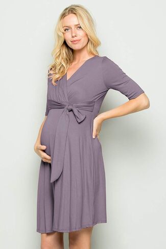 My Bump Women's Overlay Printed Baby Shower Nursing Maternity Wrap Dress in Kuwait